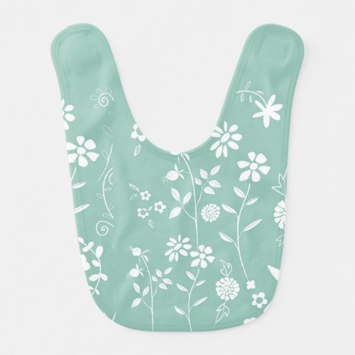 Floral Baby Bib in aqua green  