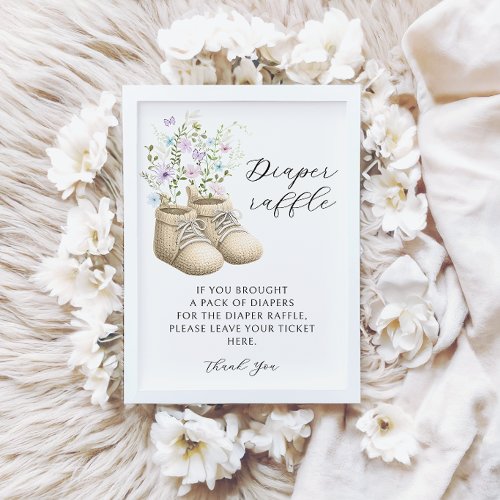 Floral Baby Booties Diaper Raffle Baby Shower Invitation