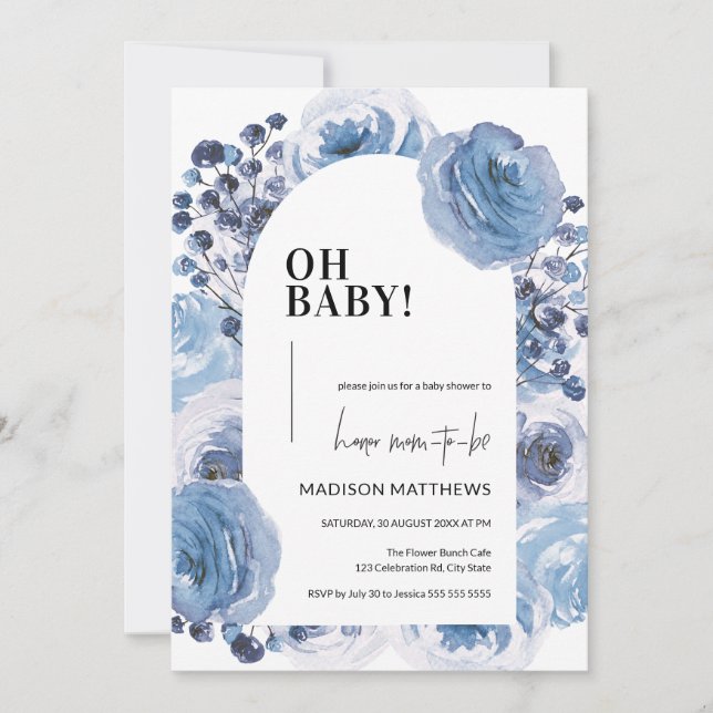 Floral Baby Boy Baby Shower Invitation (Front)
