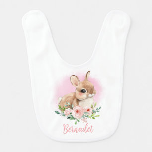Floral Baby Bunny Woodland Baby Bib
