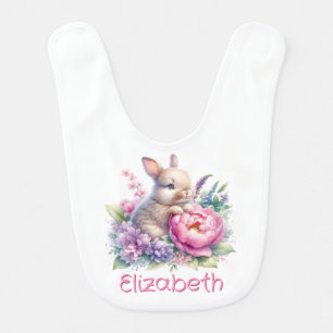 Floral Baby Bunny Woodland Baby Bib