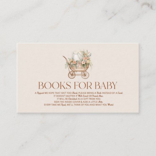 Floral Baby Carriage Baby Shower Books For Baby Enclosure Card