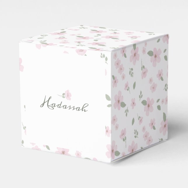 Floral Baby Girl Favor Box (Front Side)