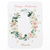 Floral Baby Girl Monthly Milestone Baby Blanket Floral Baby Girl Monthly Milestone Baby Blanket