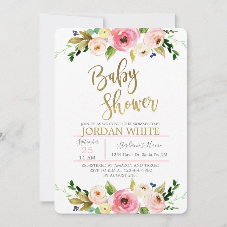 floral baby girl shower invitation | Zazzle