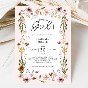 Floral Baby Girl Shower Pink Invitation