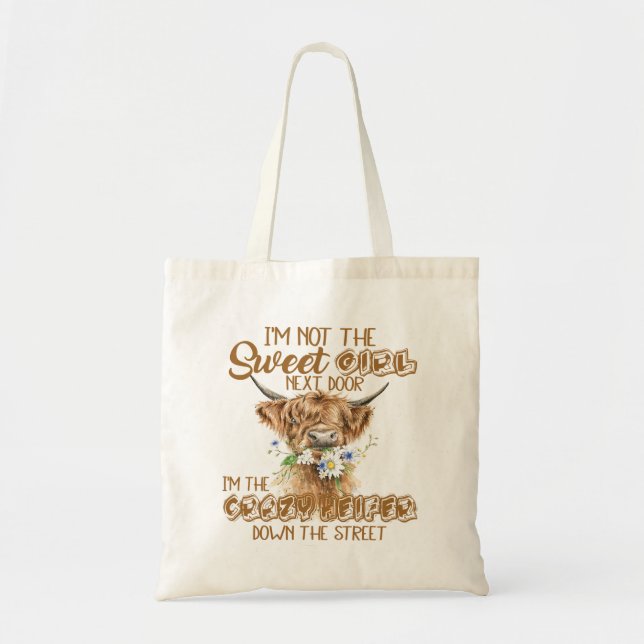 Floral Baby Highland Cow Bandana Not Today Heifer  Tote Bag (Front)