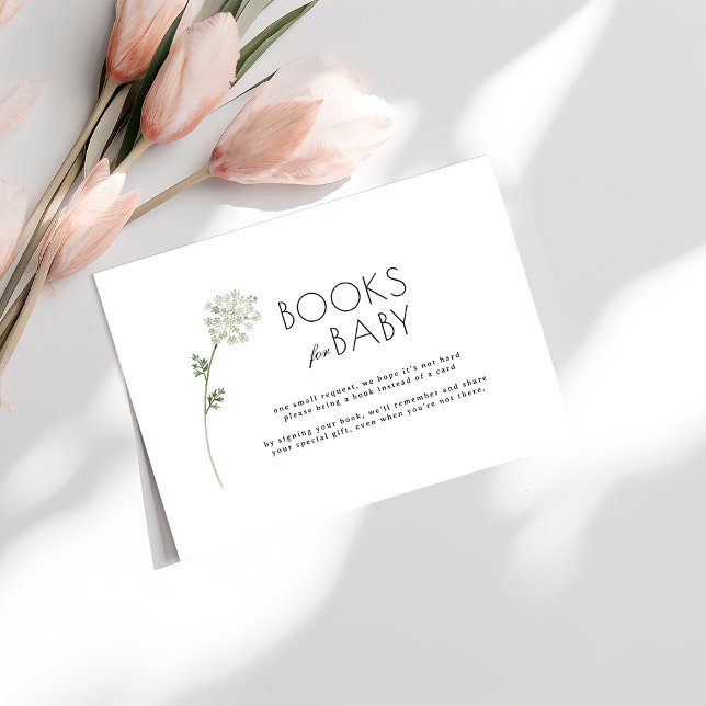 Floral Baby In Bloom Baby Shower Books Enclosure Card (books for baby shower enclosure card)