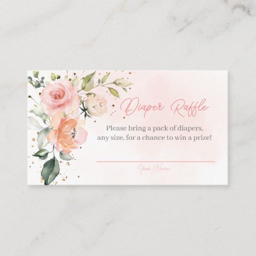 Floral Baby In Bloom Baby Shower Diaper Raffle Enclosure Card