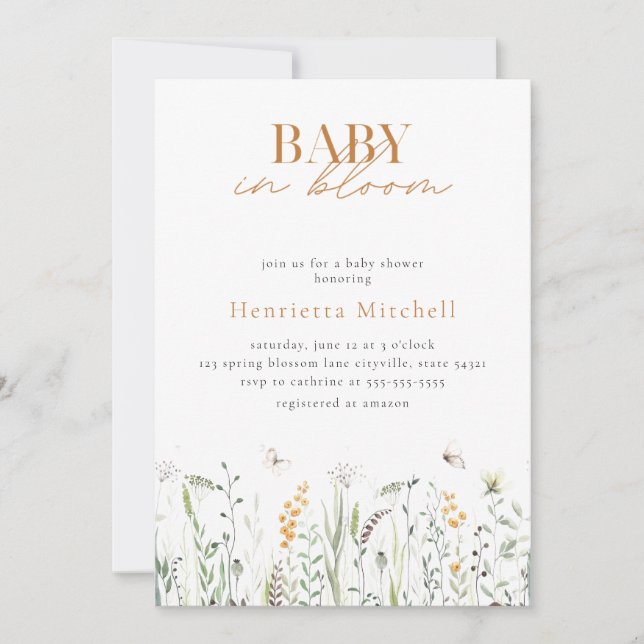 Floral baby In Bloom Baby Shower Invitation (Front)