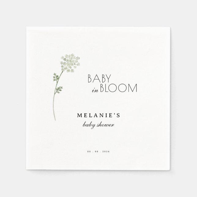 Floral Baby in Bloom Baby Shower Napkins (Front)