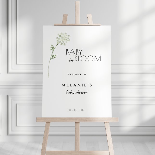 Floral Baby in Bloom Baby Shower Welcome Sign (welcome sign for baby in bloom baby shower party)