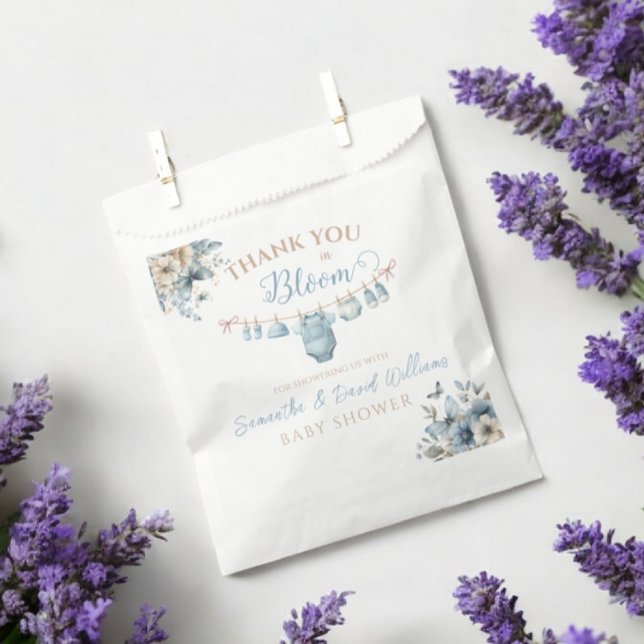 Floral Baby In Bloom Blue  Baby Boy Shower Favor Bag (Creator Uploaded)