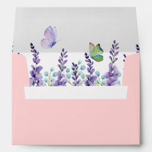Floral Baby in Bloom Butterfly Baby Shower Pink Envelope