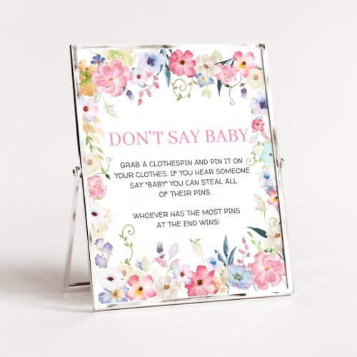 Floral Baby in Bloom Don't Say Baby Sign