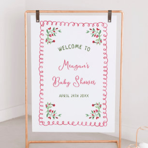 Floral Baby In Bloom Girl Baby Shower Welcome Sign