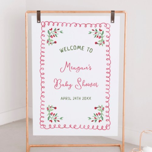 Floral Baby In Bloom Girl Baby Shower Welcome Sign