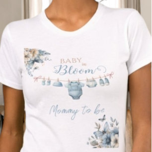 Floral Baby In Bloom Mommy to be Baby Boy Shower T-Shirt