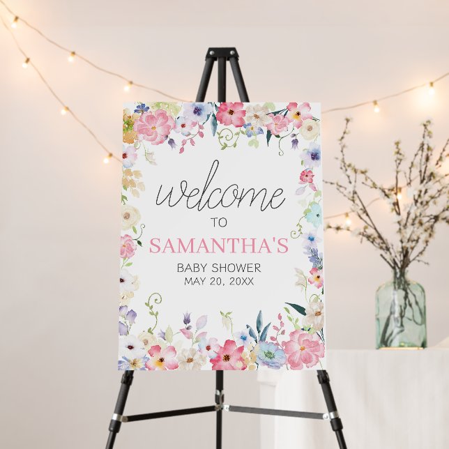 Floral Baby in Bloom Spring Welcome Sign (In Situ (Stand))