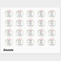 Floral Baby in Bloom Stickers, Baby Shower Favor Classic Round Sticker