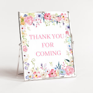Floral Baby in Bloom Thank You for Coming Sign