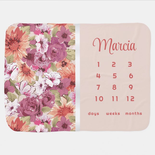 Floral Baby Milestone Blanket (Horizontal)