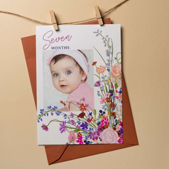 Floral Baby Monthly Milestone Hanging Card Photo (Floral Baby Monthly Milestone Hanging Card Photo)