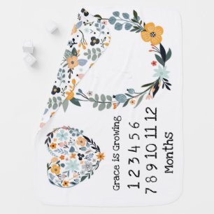 Floral Baby Monthly Milestones Blanket