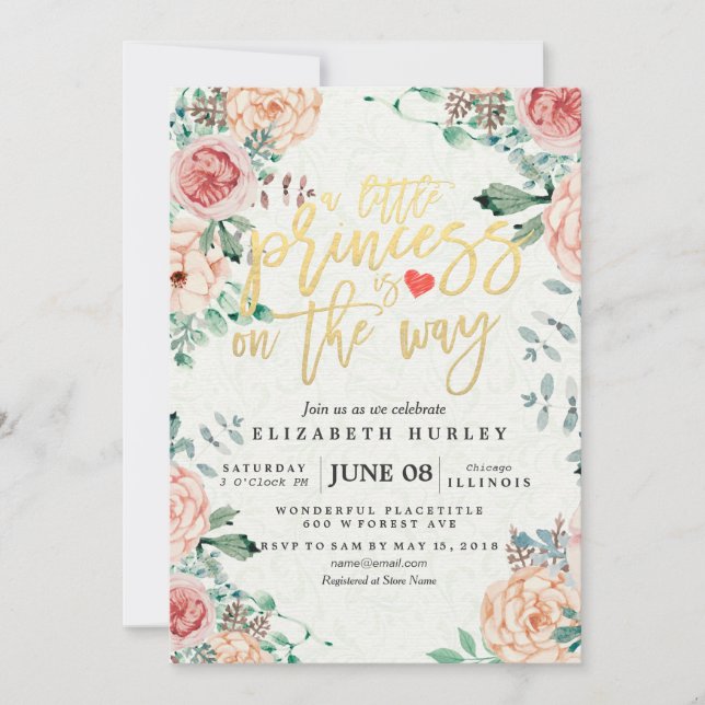 Floral Baby Shower a little princess is on the way Invitation (Front)