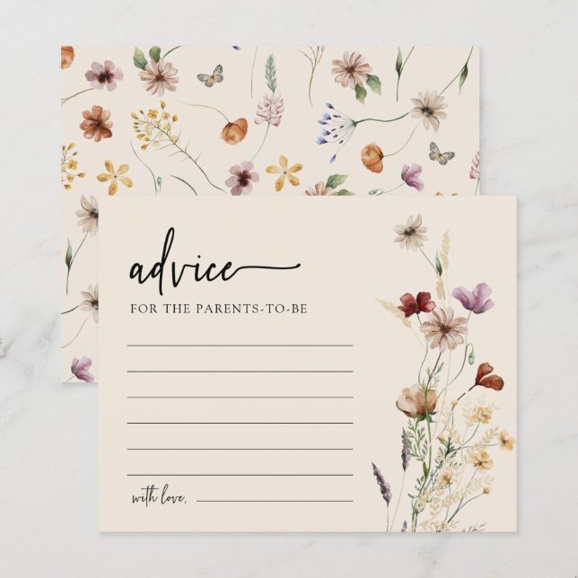 Floral Baby Shower Advice Card (Front/Back)