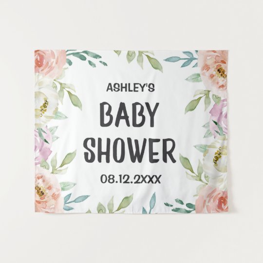 Floral Baby Shower Backdrop Elegant Party Tapestry