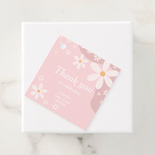Floral Baby Shower Blush Pink Retro Party Favor Tags
