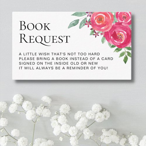 Floral Baby Shower Book Request Enclosure Card
