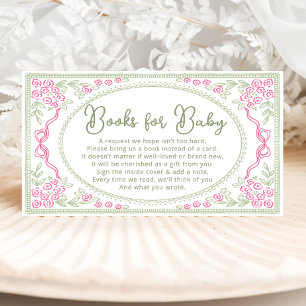 Floral Baby Shower Books for Baby Enclosure Card
