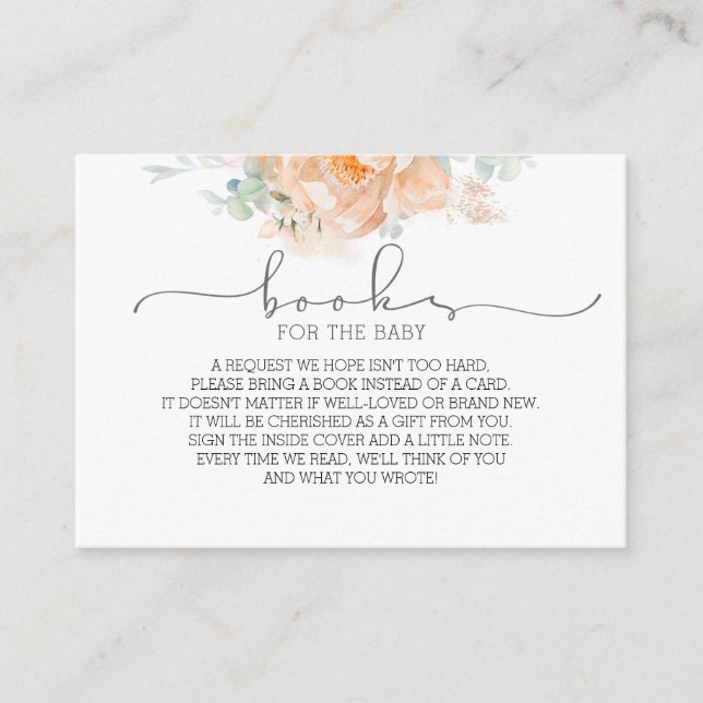 Floral Baby Shower Books Request Business Card (Front)