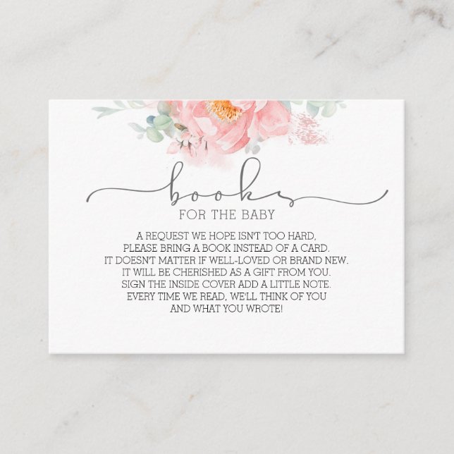 Floral Baby Shower Books Request Business Card (Front)