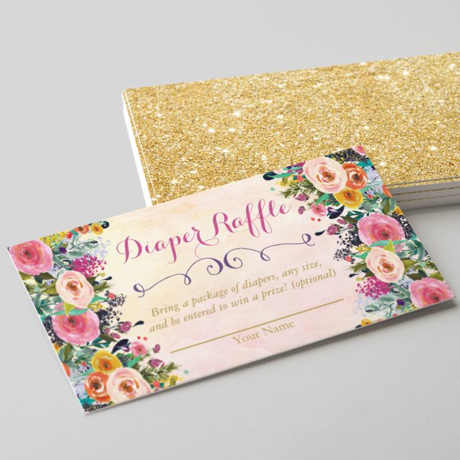 Floral Baby Shower Diaper Raffle Card (Creator Uploaded)