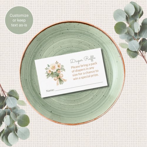 Floral Baby Shower Diaper Raffle Enclosure Card