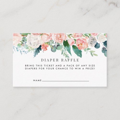 Floral Baby Shower Diaper Raffle Enclosure Card