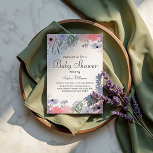 Floral Baby Shower - Elegant Watercolor Flowers Invitation
