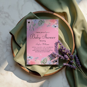 Floral Baby Shower - Elegant Watercolor Flowers Invitation