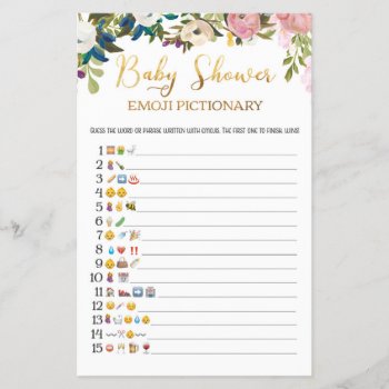 Floral Baby Shower Emoji Game by joyonpaper at Zazzle