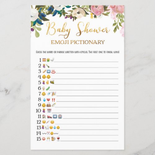 Floral Baby Shower Emoji Game
