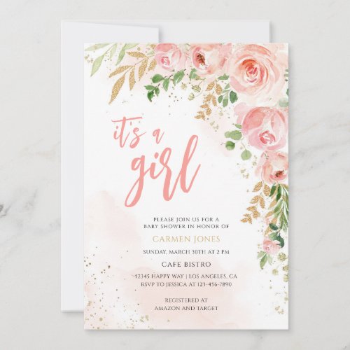 Floral Baby Shower Girl Invitation