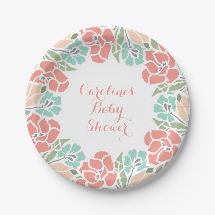 Floral Baby Shower in Coral and Teal 