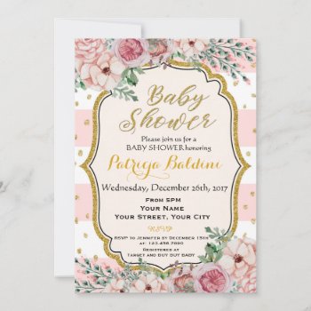 Floral Baby Shower Invitation by NellysPrint at Zazzle