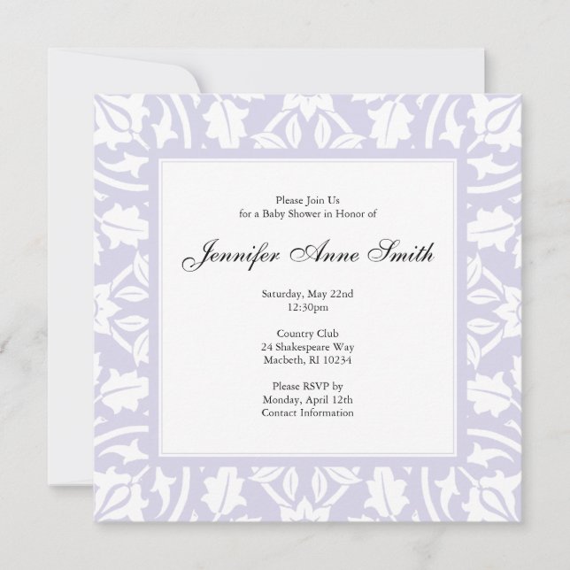 Floral Baby Shower Invitation - Baby Lilac (Front)