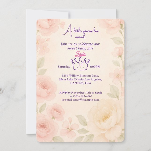 Floral Baby shower Invitation Background (Front)