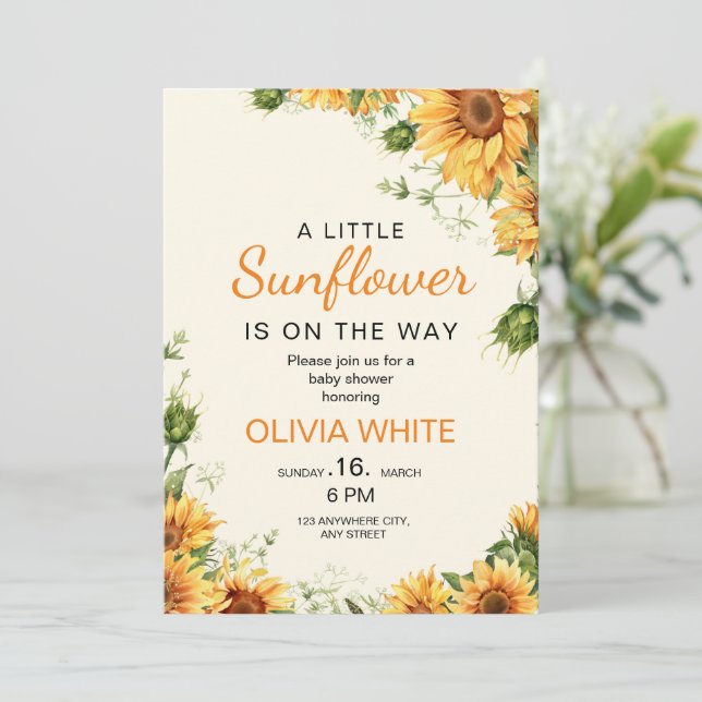 Floral Baby Shower Invitation, Boho Baby Shower Invitation (Standing Front)