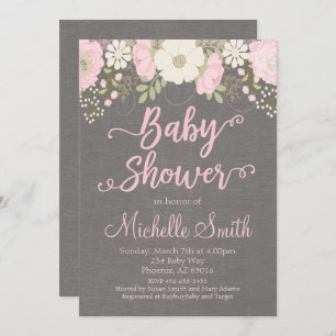 Floral Baby Shower Invitation, Boho Invitation